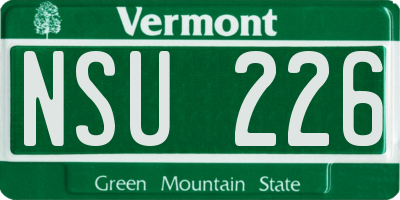 VT license plate NSU226