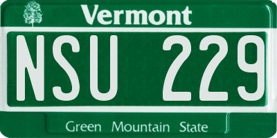 VT license plate NSU229