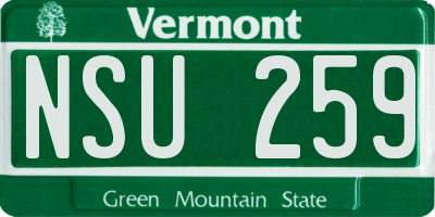 VT license plate NSU259