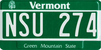 VT license plate NSU274