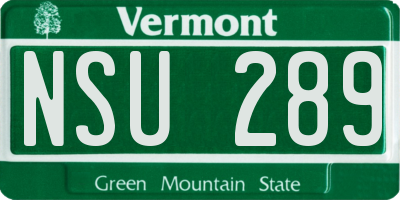 VT license plate NSU289