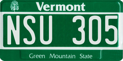 VT license plate NSU305