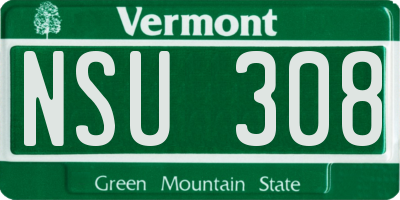 VT license plate NSU308