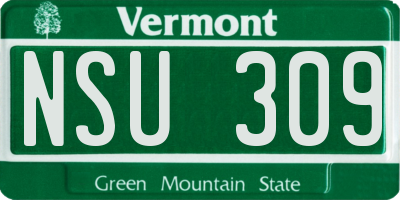 VT license plate NSU309
