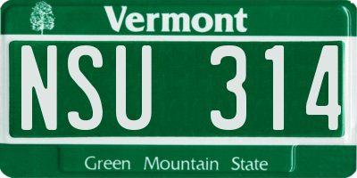 VT license plate NSU314
