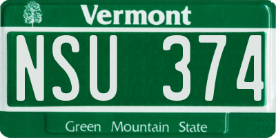 VT license plate NSU374