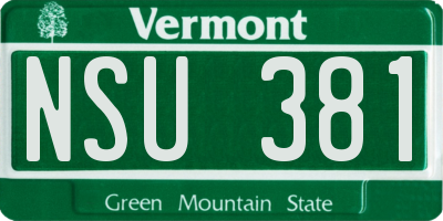 VT license plate NSU381