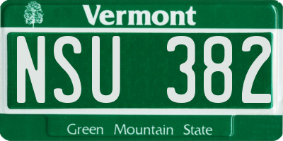 VT license plate NSU382