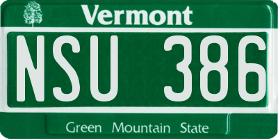 VT license plate NSU386