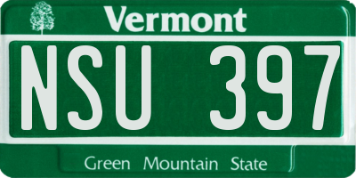 VT license plate NSU397