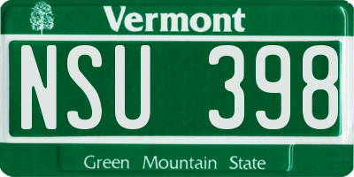 VT license plate NSU398