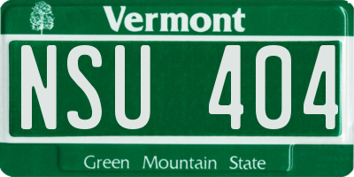 VT license plate NSU404