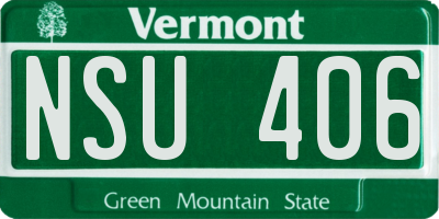 VT license plate NSU406