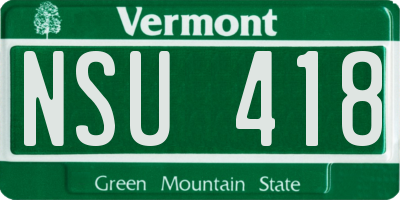 VT license plate NSU418