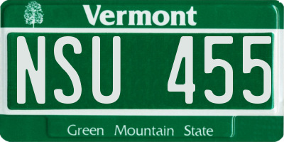 VT license plate NSU455