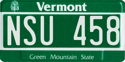 VT license plate NSU458