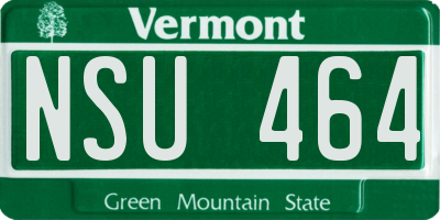 VT license plate NSU464