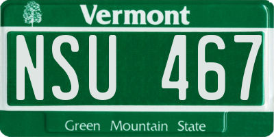 VT license plate NSU467