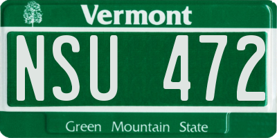 VT license plate NSU472