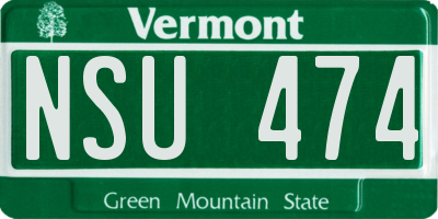 VT license plate NSU474