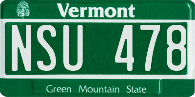 VT license plate NSU478