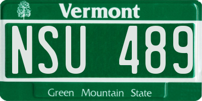 VT license plate NSU489