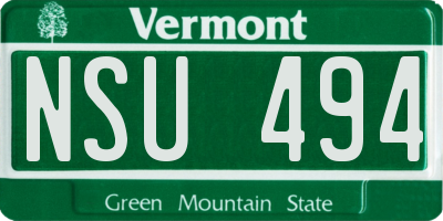 VT license plate NSU494