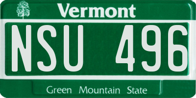 VT license plate NSU496
