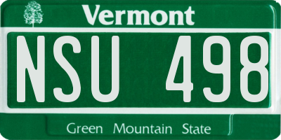 VT license plate NSU498