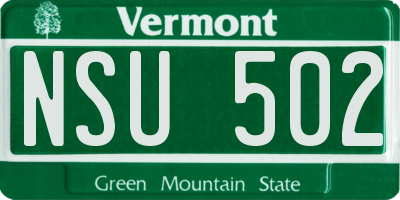VT license plate NSU502