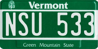 VT license plate NSU533