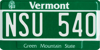 VT license plate NSU540