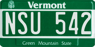 VT license plate NSU542