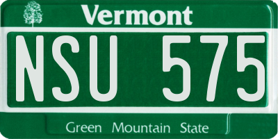 VT license plate NSU575