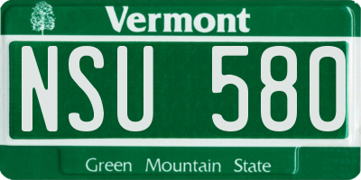 VT license plate NSU580