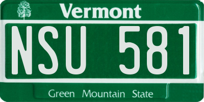 VT license plate NSU581