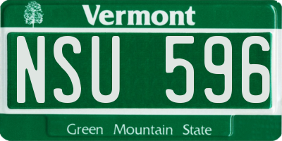 VT license plate NSU596