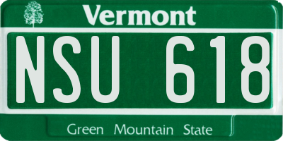 VT license plate NSU618