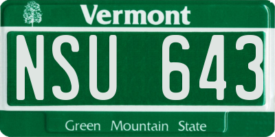 VT license plate NSU643