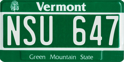 VT license plate NSU647