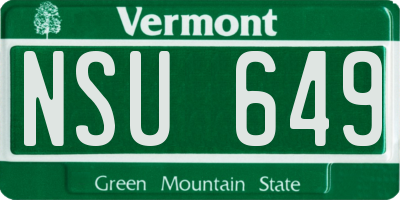VT license plate NSU649