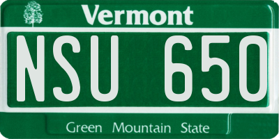 VT license plate NSU650