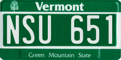 VT license plate NSU651