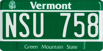 VT license plate NSU758