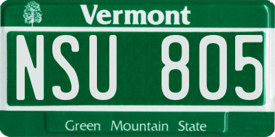VT license plate NSU805