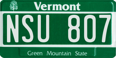 VT license plate NSU807