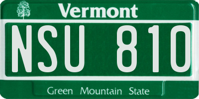 VT license plate NSU810