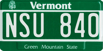 VT license plate NSU840