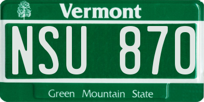 VT license plate NSU870
