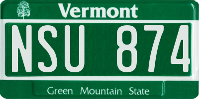 VT license plate NSU874